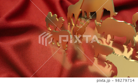 The animal wood plate on red silk background 3d rendering The animal wood plate on red silk background 3d rendering 98279714