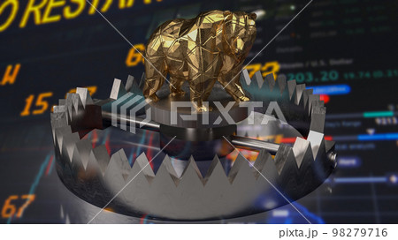 The gold bear on trap for business concept 3d rendering The gold bear on trap for business concept 3d rendering 98279716