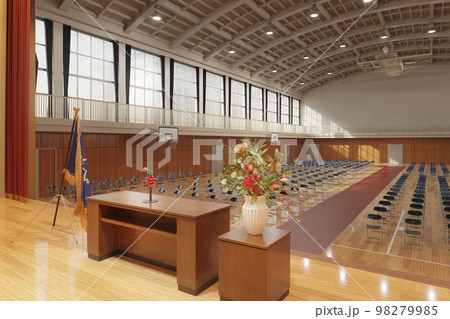 卒業式会場が設営された体育館 / スクールライフ・学園ロケーション・青春とノスタルジーのイメージ 卒業式会場が設営された体育館 / スクールライフ・学園ロケーション・青春とノスタルジーのイメージ 98279985