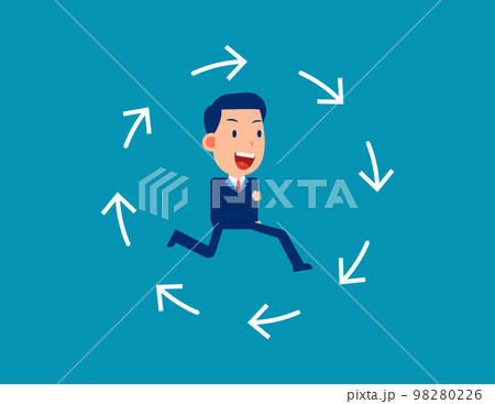 Running in endless loop of arrows. Business vector illustration concept 98280226