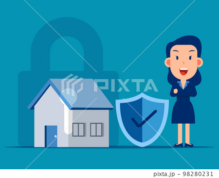 House building with reliable protection. Full coverage property insurance House building with reliable protection. Full coverage property insurance 98280231