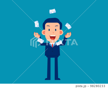Skilled business person standing juggling money cash 98280233