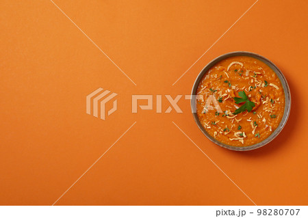 Concept of tasty food, sweet potato puree, space for text 98280707