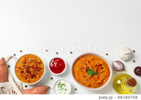 Concept of tasty food, sweet potato puree, space for text 98280708