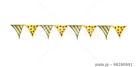 Festive garlands of colored flags. Watercolor illustration. 98280991