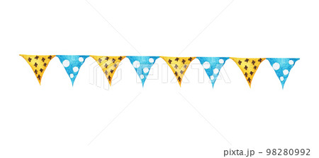 Festive garlands of colored flags. Watercolor illustration. 98280992