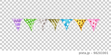 Festive garlands of colored flags. Watercolor illustration. Festive garlands of colored flags. Watercolor illustration. 98281001