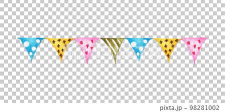 Festive garlands of colored flags. Watercolor illustration. Festive garlands of colored flags. Watercolor illustration. 98281002