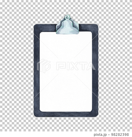 Watercolor painting of Writing pad paper clip board. 98282398