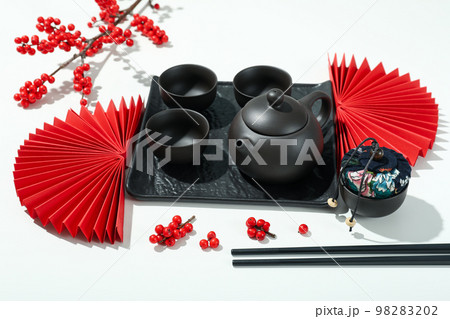 Concept of asian tea, tea ceremony items 98283202