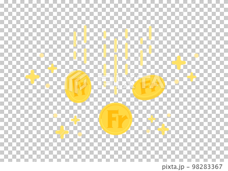 キラキラ光るスイスなどの通貨フランのマーク･Frが入った落ちるコイン - 儲け･利益･利息のイメージ 98283367