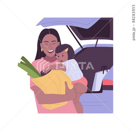 Shopping with a baby isolated cartoon vector illustrations. Shopping with a baby isolated cartoon vector illustrations. 98283955