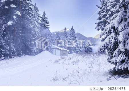 Bansko, Bulgaria ski road, resort panorama 98284473