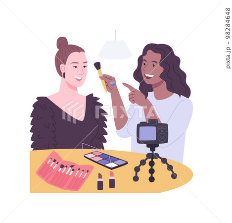 Makeup tutorial isolated cartoon vector illustrations. 98284648