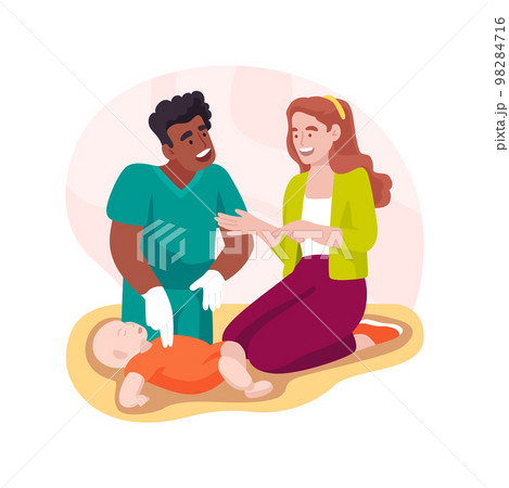 CPR course isolated cartoon vector illustration. CPR course isolated cartoon vector illustration. 98284716