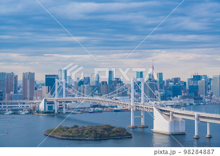 東京湾レインボーブリッジ　行き交う船 98284887