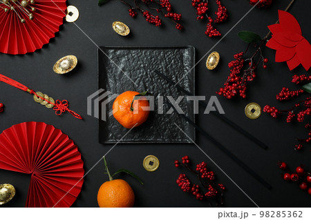 Concept of Happy Chinese new year, top view Concept of Happy Chinese new year, top view 98285362
