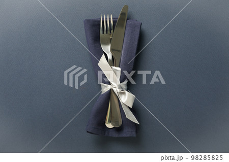 Concept of Happy New Year, table setting, top view 98285825