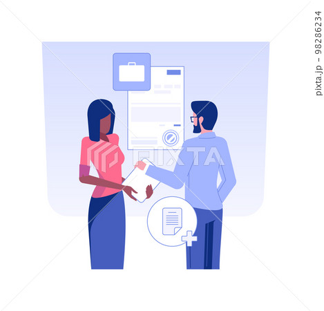 Shares in a company isolated concept vector illustration. Shares in a company isolated concept vector illustration. 98286234