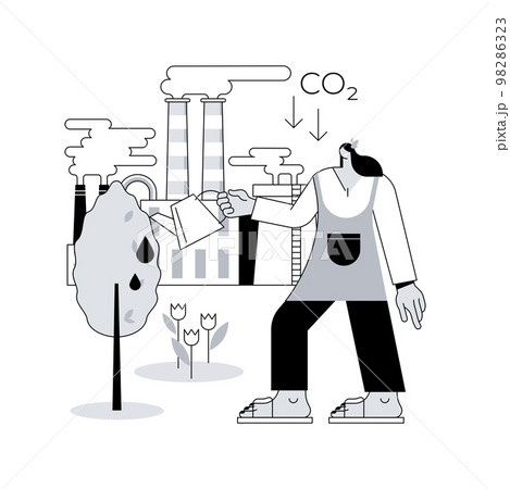 Reduction of gas emissions abstract concept vector illustration. 98286323