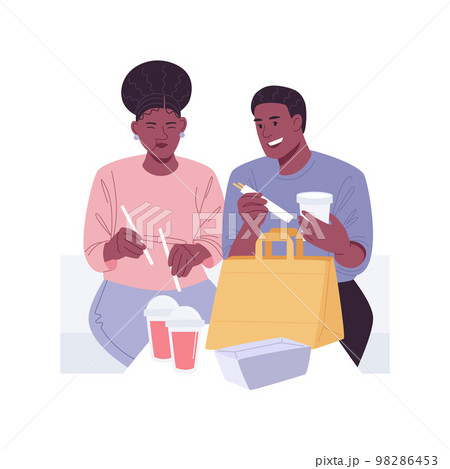 Take away food isolated cartoon vector illustrations. 98286453