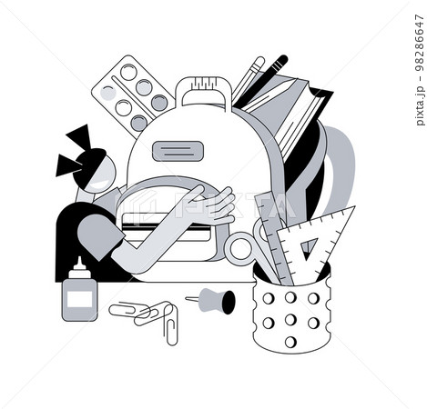 School supplies abstract concept vector illustration. 98286647