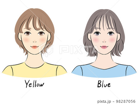 イエローベースとブルーベースの女性（パーソナルカラー） 98287056