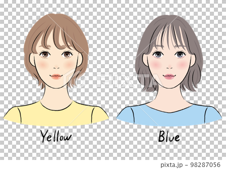 イエローベースとブルーベースの女性（パーソナルカラー） 98287056