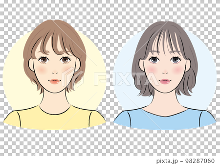 イエローベースとブルーベースの女性（パーソナルカラー） 98287060