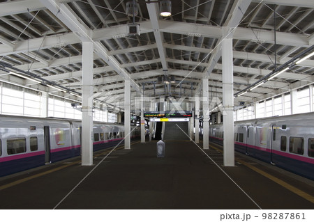 冬のガーラ湯沢駅に停車中の上越新幹線E2系 冬のガーラ湯沢駅に停車中の上越新幹線E2系 98287861