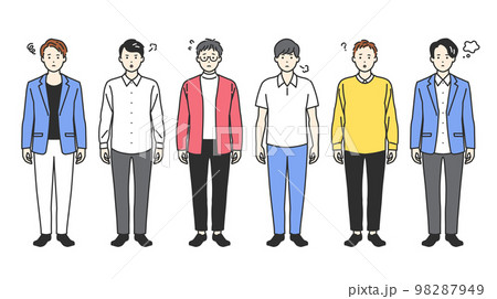 ネガティブなオフィスカジュアルのシンプルタッチの人物アバター 98287949