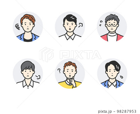 ネガティブなオフィスカジュアルのシンプルタッチの人物アバター 98287953