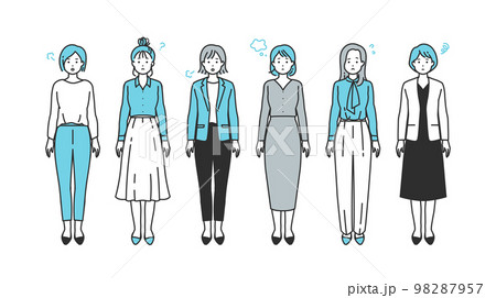 ネガティブなオフィスカジュアルのシンプルタッチの人物アバター 98287957