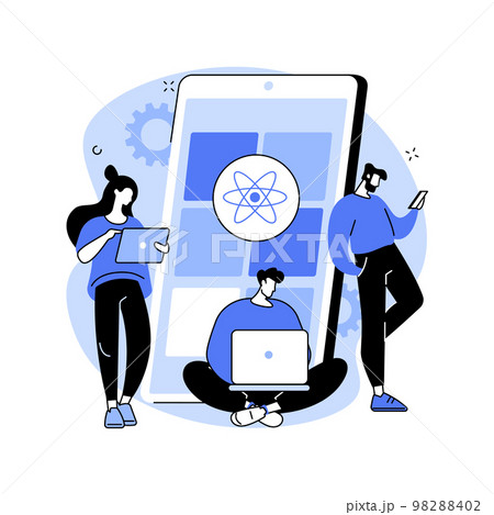 React native mobile app abstract concept vector illustration. 98288402