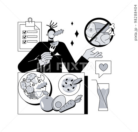 Vegan diet abstract concept vector illustration. Vegan diet abstract concept vector illustration. 98288404
