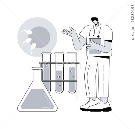 Test tube fertilization abstract concept vector illustration. 98289198