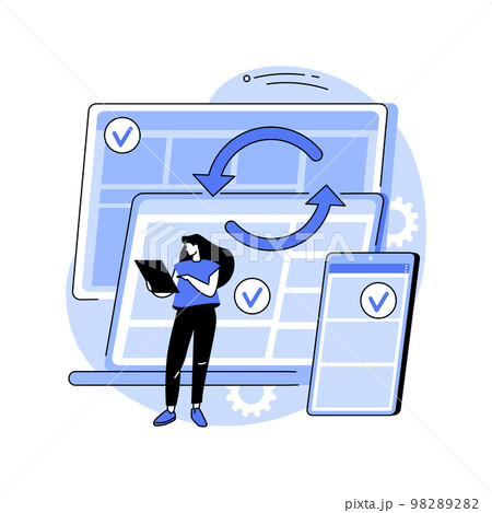 Cross-device syncing abstract concept vector illustration. Cross-device syncing abstract concept vector illustration. 98289282