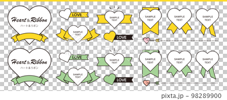 ハートとリボンをモチーフにしたデザイン素材。タイトルやワンポイントにのイラスト素材 [98289900] - PIXTA