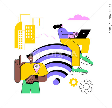 Public wi-fi hotspot abstract concept vector illustration. 98290644