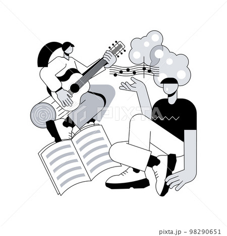 Musical camp abstract concept vector illustration. 98290651
