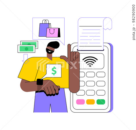 Smartwatch payment abstract concept vector illustration. 98290900