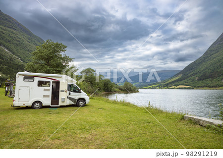 Family vacation travel RV, holiday trip in motorhome 98291219