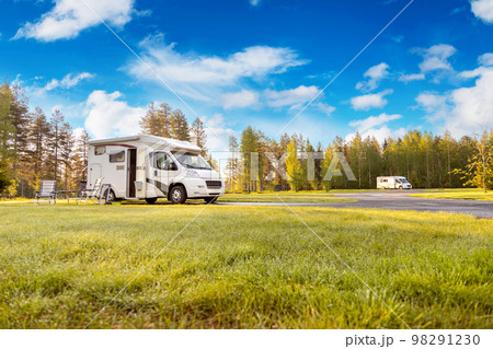 Family vacation travel RV, holiday trip in motorhome 98291230