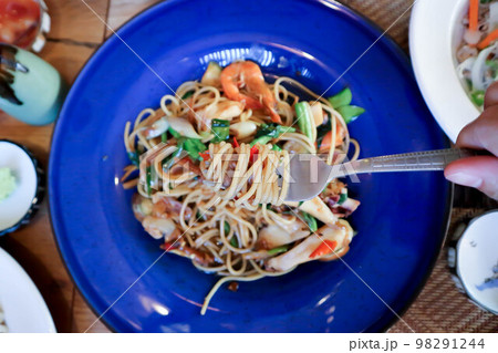 spicy pasta or seafood pasta or spicy spaghetti or seafood spaghetti ,Thai spaghetti spicy pasta or seafood pasta or spicy spaghetti or seafood spaghetti ,Thai spaghetti 98291244