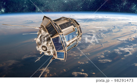 Space satellite over the planet earth Space satellite over the planet earth 98291473