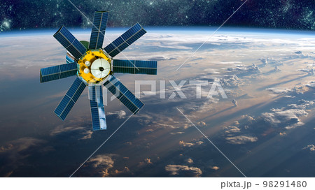 Space satellite over the planet earth 98291480