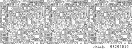 Chips on motherboard electronic background 98292616