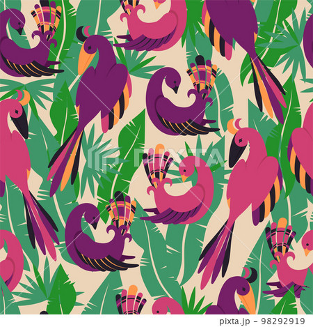 Colorful tropical birds seamless pattern 98292919