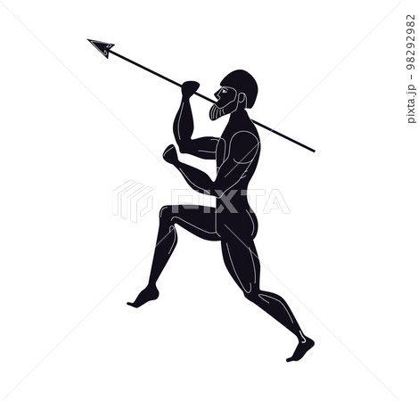 Ancient greek soldier with spear 98292982