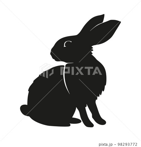 Rabbit bunny silhouette Easter vector animal ear black shape spring graphic 98293772